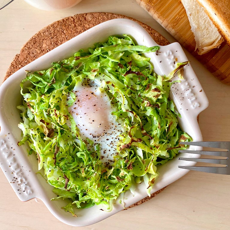 トースターで3分！きゃべつの巣ごもり卵